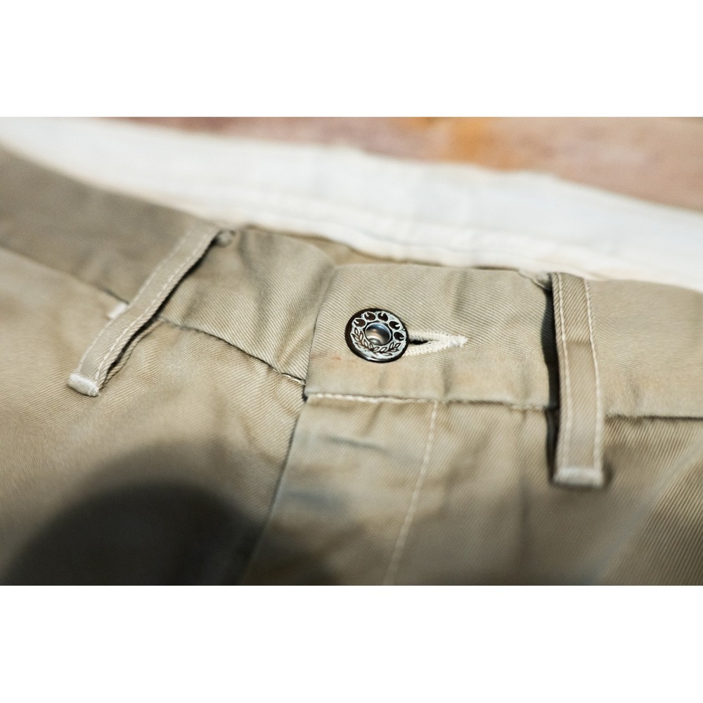 Momotaro Jeans Mens Khaki Chino Trousers Made in Okayama Japan GTB Stripes Tan - Picture 10 of 16